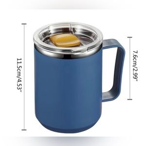 Blue 450ml/15oz Insulated Mug With Handle, Shatterproof Stainless Steel